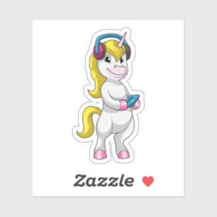 Unicorn at Listen to Music with Headphone