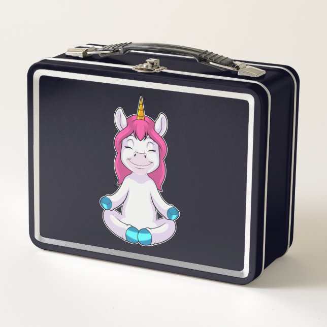 Unicorn at Meditate in Sitting Metal Lunch Box (Front)