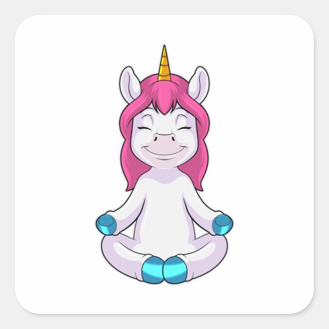 Unicorn at Meditate in Sitting Square Sticker (Front)