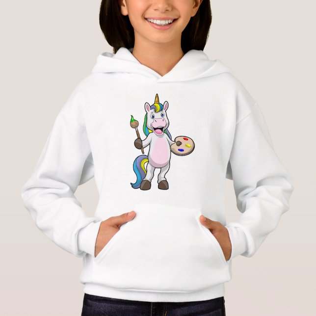 Unicorn at Painting with Brush & Colour (Front)