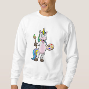 Unicorn at Painting with Brush & Colour Sweatshirt