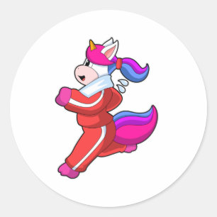 Unicorn at Running Classic Round Sticker