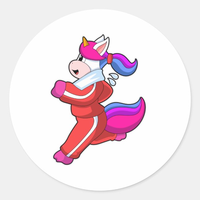 Unicorn at Running Classic Round Sticker (Front)