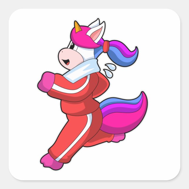 Unicorn at Running Square Sticker (Front)