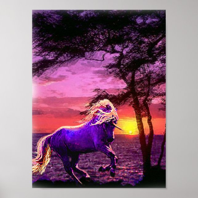 unicorn at sunset poster (Front)