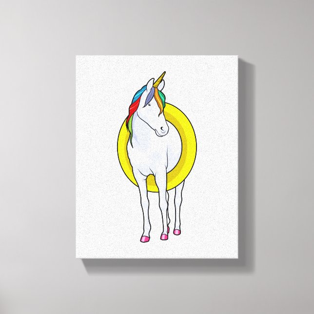 Unicorn at Swimming with Swim ring Canvas Print (Front)