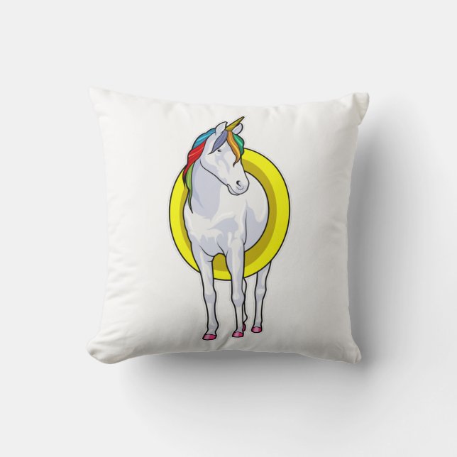 Unicorn at Swimming with Swim ring Cushion (Front)