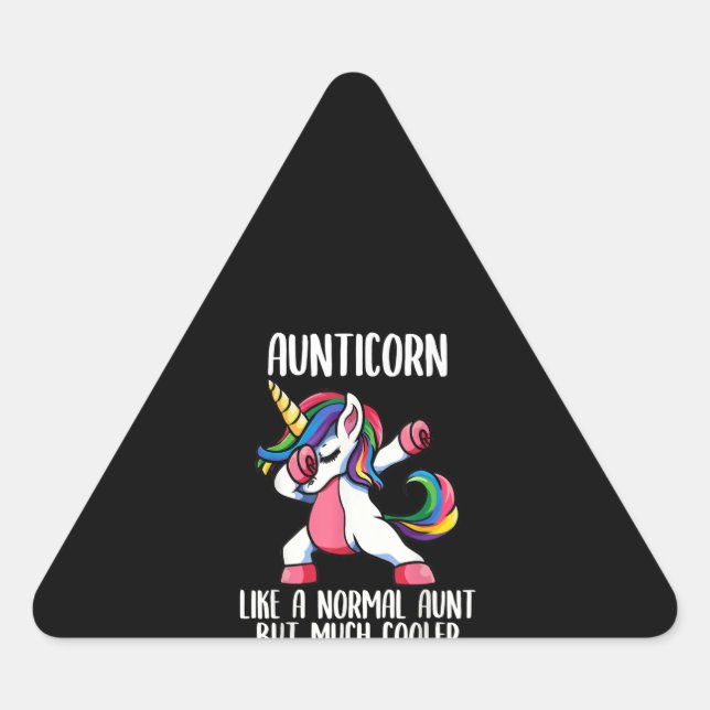 unicorn aunt girl birthday party apparel, aunticor triangle sticker (Front)