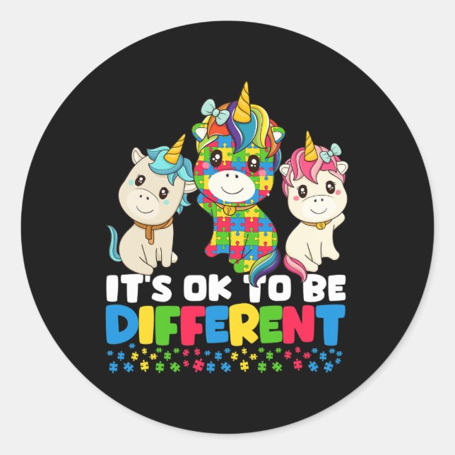 Unicorn Autism Awareness  Classic Round Sticker (Front)