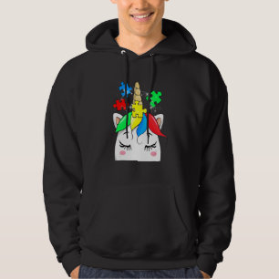 Unicorn Autism Awareness Puzzle Pieces Girls Kids Hoodie