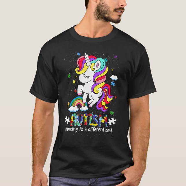 Unicorn Autism Dancing To be A Different Beat Girl T-Shirt (Front)