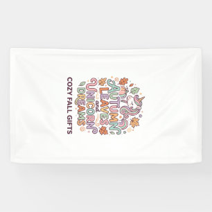 Unicorn Autumn Leaves and Unicorn Dreams Bold Typo Banner