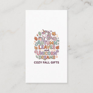 Unicorn Autumn Leaves and Unicorn Dreams Bold Typo Business Card