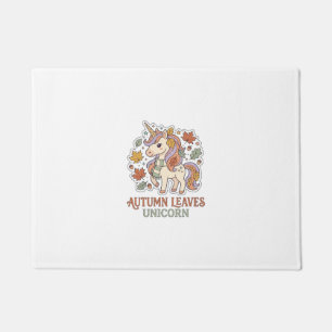 Unicorn Autumn Leaves Unicorn Graphic Design Merch Doormat