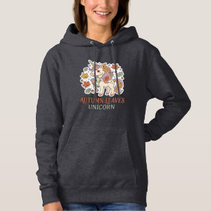 Unicorn Autumn Leaves Unicorn Graphic Design Merch Hoodie