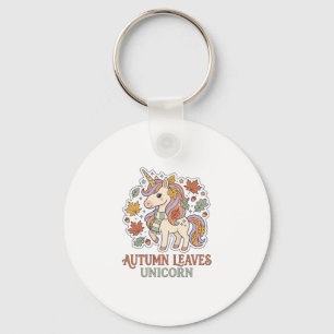 Unicorn Autumn Leaves Unicorn Graphic Design Merch Key Ring