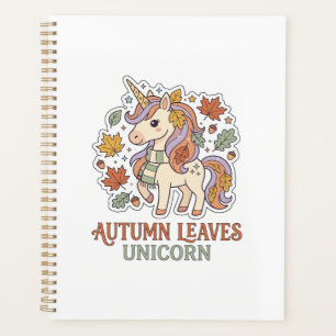 Unicorn Autumn Leaves Unicorn Graphic Design Merch Planner