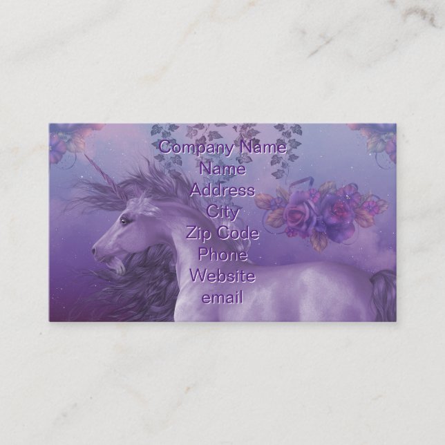Unicorn Autumn Roses Business Card (Front)