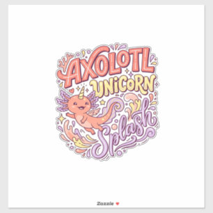 Unicorn Axolotl Unicorn Splash Whimsical White Bac