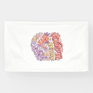 Unicorn Axolotl Unicorn Splash Whimsical White Bac Banner