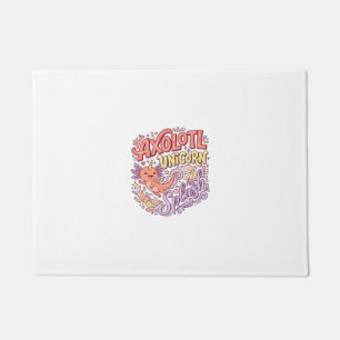 Unicorn Axolotl Unicorn Splash Whimsical White Bac Doormat