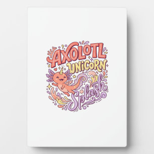 Unicorn Axolotl Unicorn Splash Whimsical White Bac Plaque