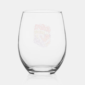 Unicorn Axolotl Unicorn Splash Whimsical White Bac Stemless Wine Glass