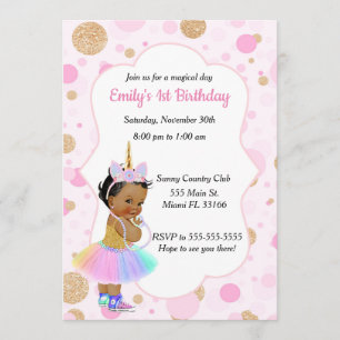 Unicorn Baby 1st Birthday Invitation 3
