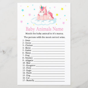 Unicorn Baby Animals Name Game