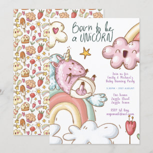 Unicorn Baby Naming Party - Boy Girl Gender Reveal Invitation