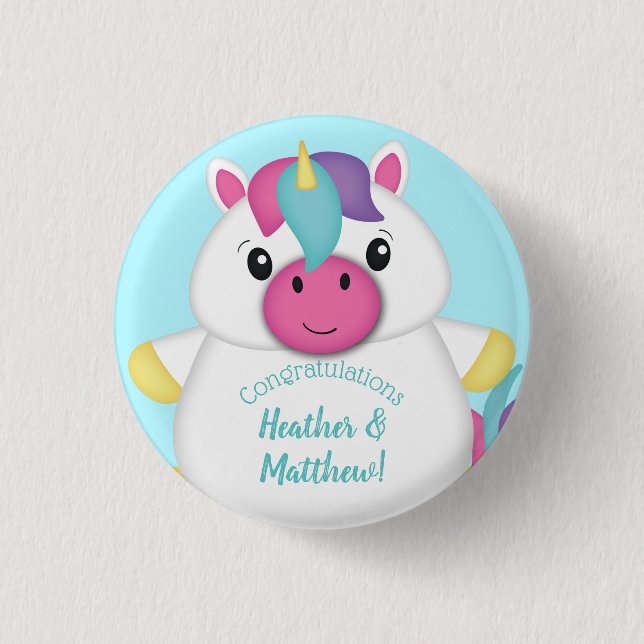 Unicorn Baby Shower 3 Cm Round Badge (Front)