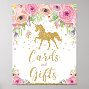Unicorn Baby Shower Birthday Gifts and Cards Poster