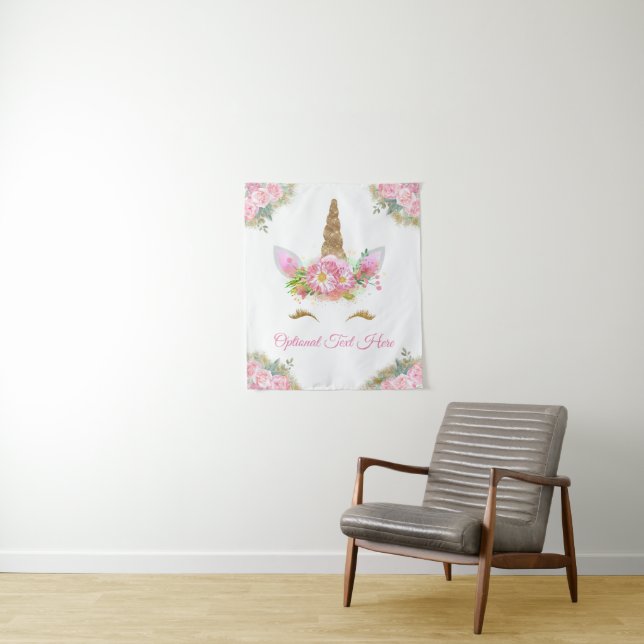 Unicorn Baby Shower Birthday Party Banner Wall Art Tapestry (In Situ)