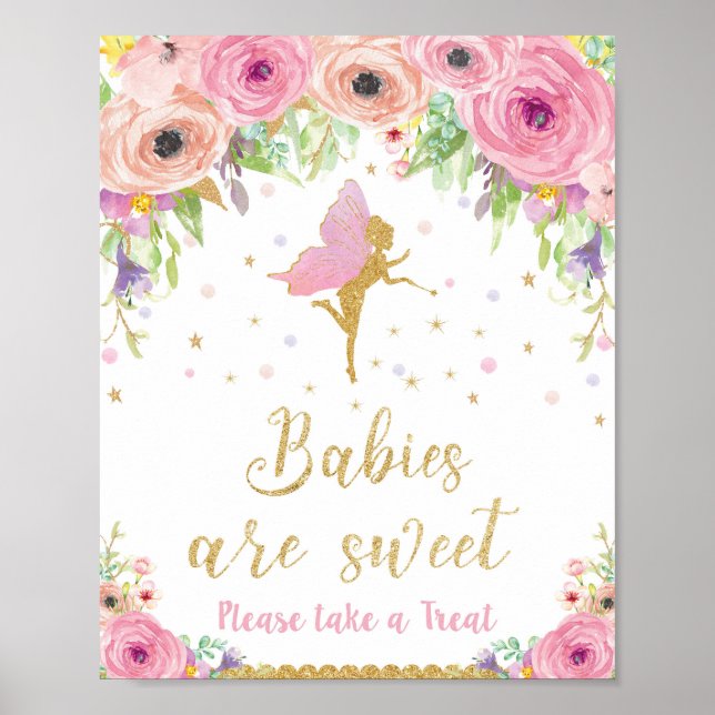 Unicorn Baby Shower Birthday Treat Favours Fairy Poster (Front)