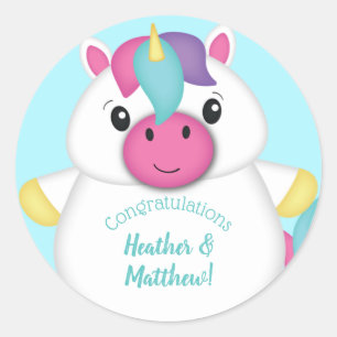 Unicorn Baby Shower Classic Round Sticker