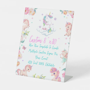 Unicorn Baby Shower Custom Sign Text Pedestal Sign