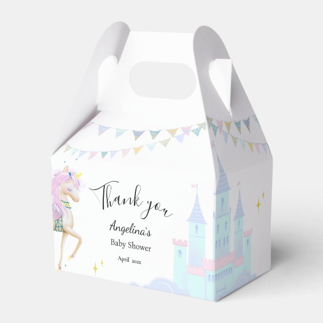 Unicorn Baby Shower Favour Box. Favour Box (Front Side)