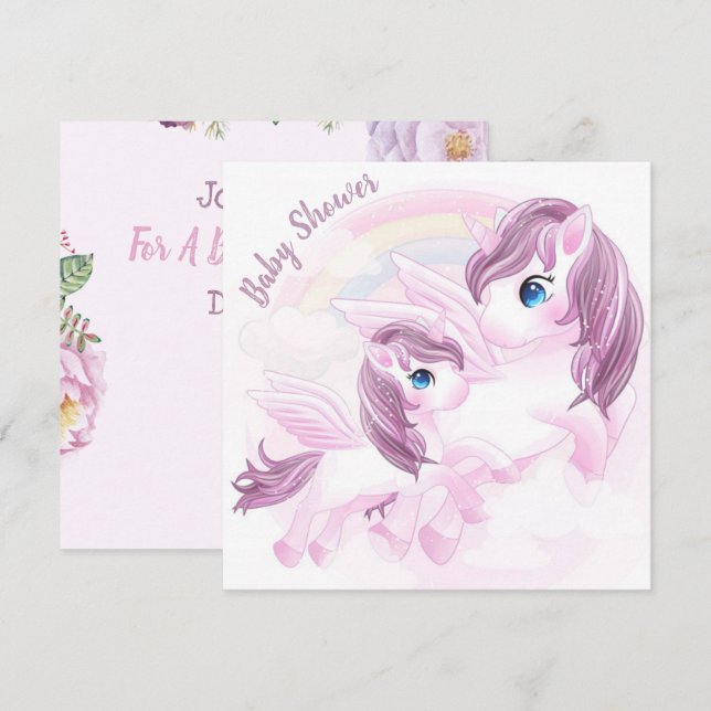 Unicorn Baby Shower Invitation (Front/Back)