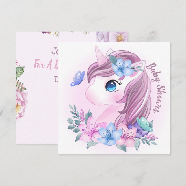 Unicorn Baby Shower Invitation (Front/Back)