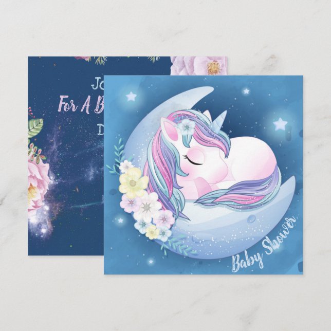 Unicorn Baby Shower Invitation (Front/Back)