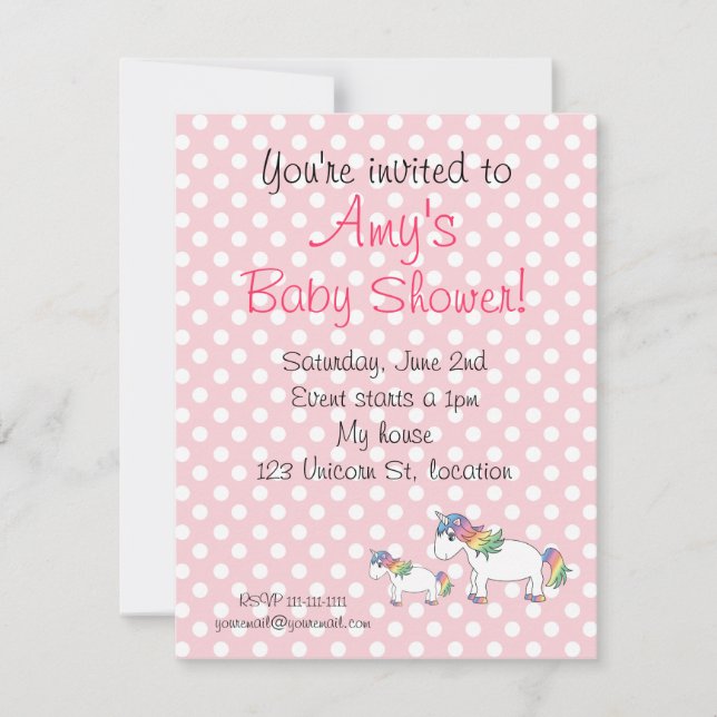 Unicorn baby shower invitation (Front)