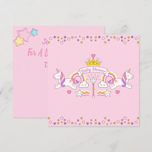 Unicorn Baby Shower Invitation (Front/Back)