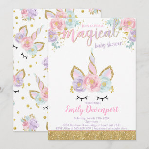 Unicorn Baby Shower Invitation Magical Baby Shower