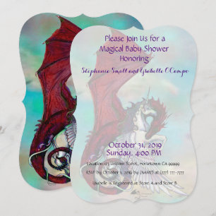 Unicorn Baby Shower Invitation Red Dragon