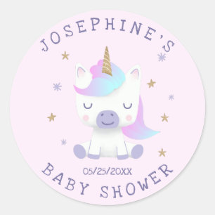 Unicorn Baby Shower Magical Classic Round Sticker