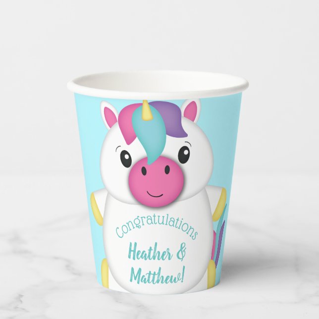 Unicorn Baby Shower Paper Cups (Front)