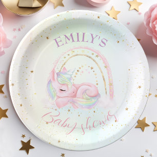 Unicorn Baby shower Paper Plates