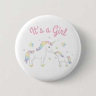 Unicorn Baby Shower Pastel Rainbow 6 Cm Round Badge