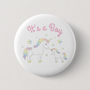 Unicorn Baby Shower Pastel Rainbow Cute 6 Cm Round Badge