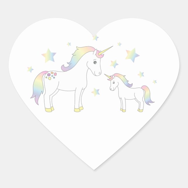 Unicorn Baby Shower Pastel Rainbow Cute Heart Sticker (Front)